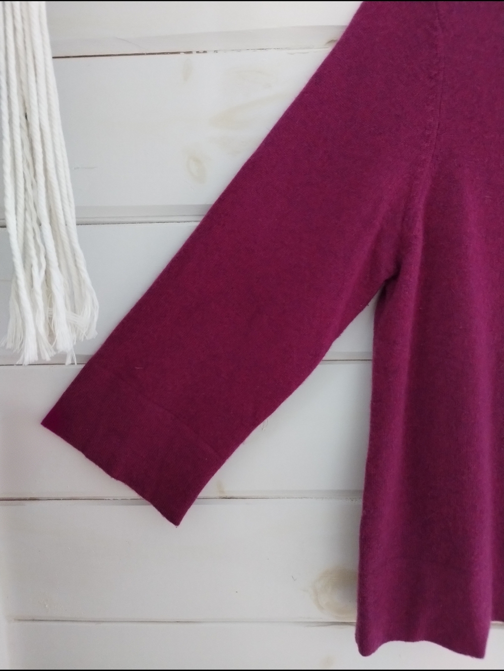 Boden Cashmere Boatneck Sweater Fuchsia 3/4 Sleeve UK 12 - Picture 4 of 9